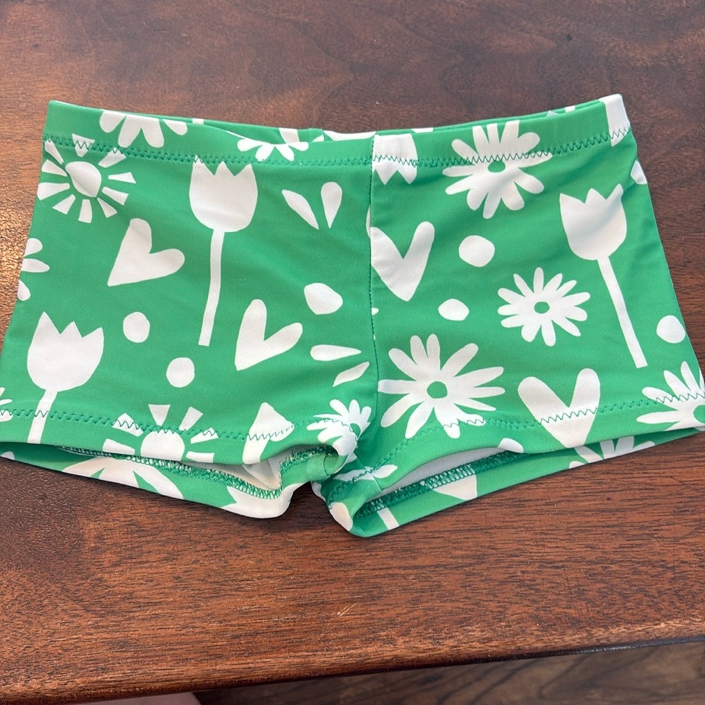 Primary green floral bikini shorts size 2-3